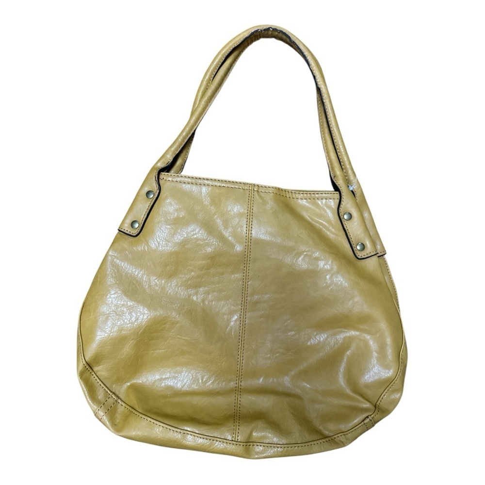 Tan faux Leather Shoulder Bag with Slouchy Shape and Dual Handles - Picture 2 of 4
